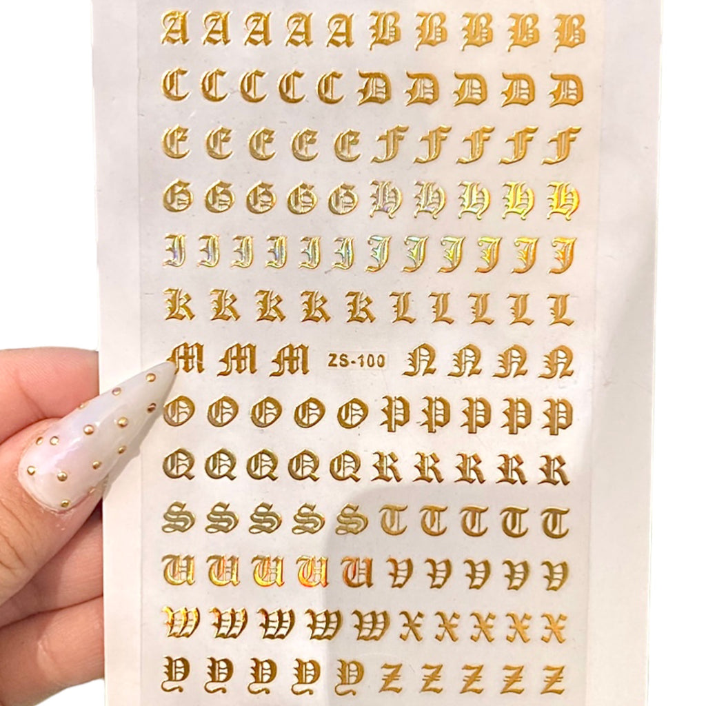 OLD ENGLISH LETTERS STICKERS (GOLD)